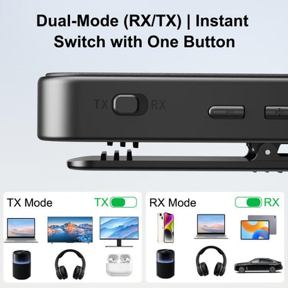 5.4 Bluetooth Receiver / Transmitter 2 In 1 AUX Car Bluetooth With Battery Level Display, Straight, Elbow