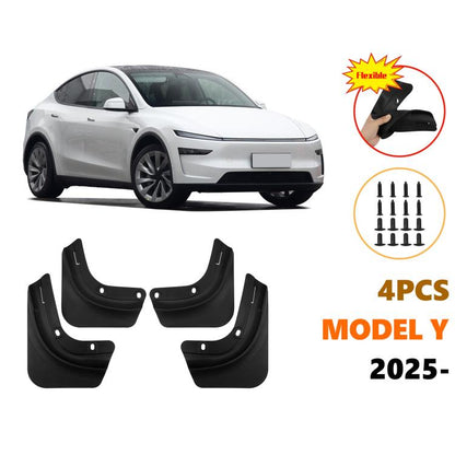 4pcs TPE Soft Rubber Car Tire Mudguard, For Tesla 2025+ MODEL Y JUNIPER TPE Material