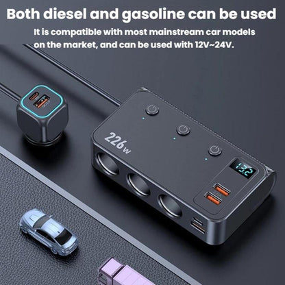 226W 3 In 1 Car Cigarette Lighter Digital Display PD Fast-Charging Car Charger, C33
