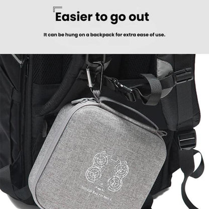 For DJI Neo 2 Drone Mini Hard Case Compact Portable Pouch with Metal Clip, Mini Gray