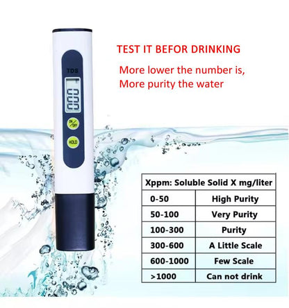 Simple TDS Water Quality Tester Pen Portable Hardness Detector, M2 White
