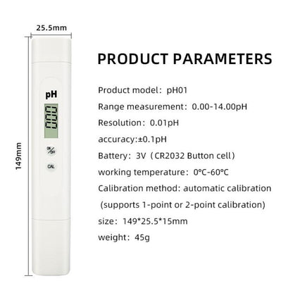 pH Meter with Auto Calibration & High Accuracy Digital Water Quality Tester, ph01