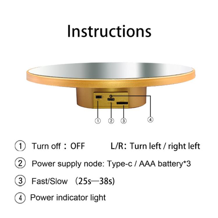 Multi-Purpose Mirror Electric Rotating Disc Battery / USB Powered Photography Live Display Stand, 32cm, 40cm