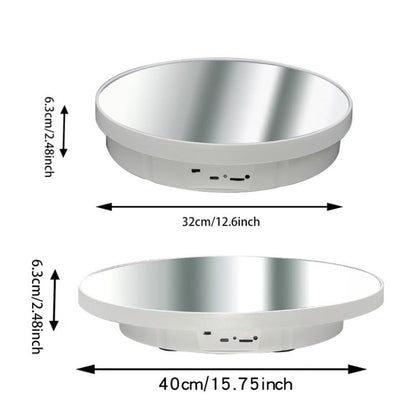 Multi-Purpose Mirror Electric Rotating Disc Battery / USB Powered Photography Live Display Stand, 32cm, 40cm