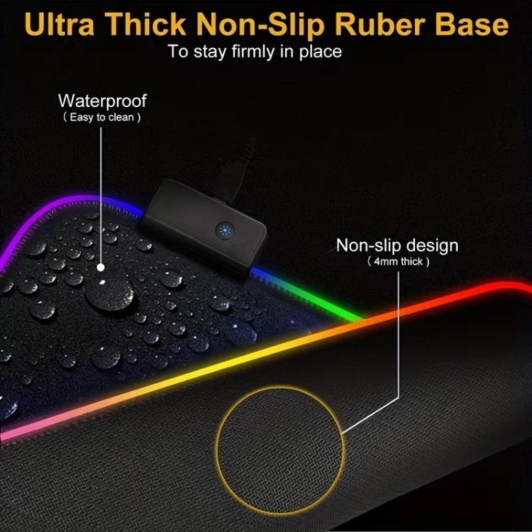 Micro-USB LED Glowing Mouse Keyboard Pad RGB Colorful Lights Locked Edge Thickened Mouse Desk Pad, 250x350x3mm, 250x350x4mm, 300x800x3mm, 300x800x4mm, 400x900x3mm, 400x900x4mm