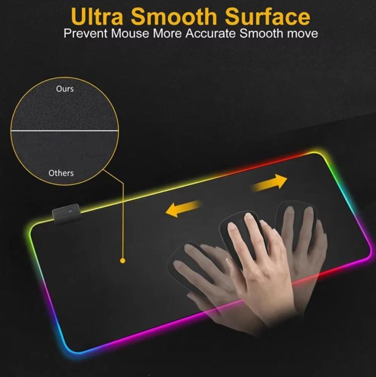Micro-USB LED Glowing Mouse Keyboard Pad RGB Colorful Lights Locked Edge Thickened Mouse Desk Pad, 250x350x3mm, 250x350x4mm, 300x800x3mm, 300x800x4mm, 400x900x3mm, 400x900x4mm