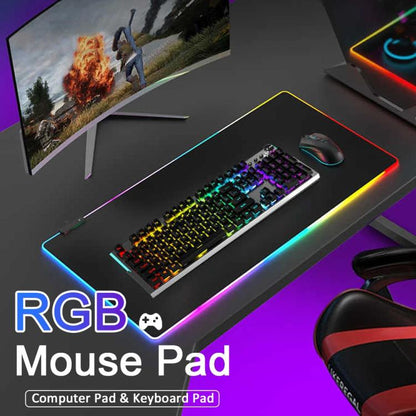 Micro-USB LED Glowing Mouse Keyboard Pad RGB Colorful Lights Locked Edge Thickened Mouse Desk Pad, 250x350x3mm, 250x350x4mm, 300x800x3mm, 300x800x4mm, 400x900x3mm, 400x900x4mm