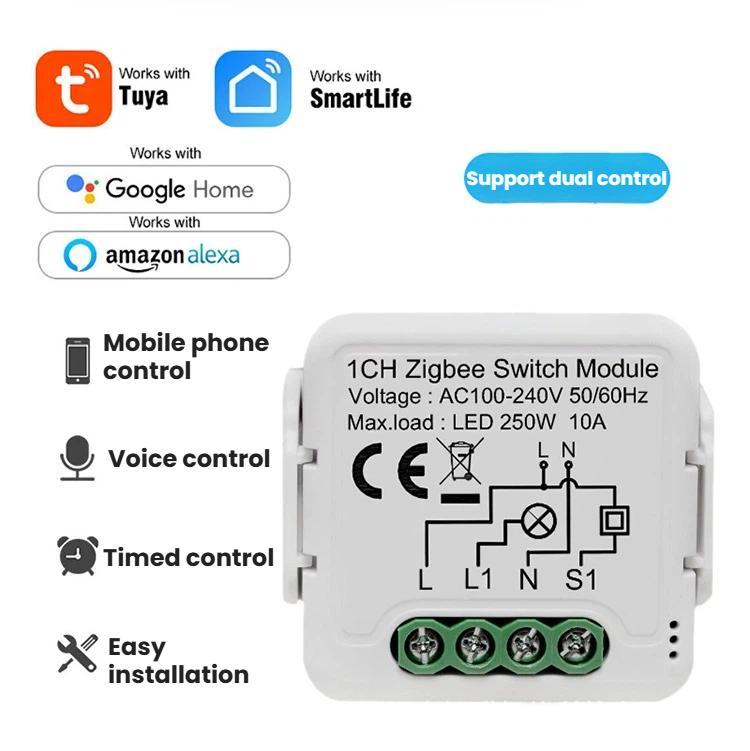 Smart On/Off Switch Voice Remote Control Remodeling Smart Switch Module, ZigBee3.0 Neutral Live Wire 1CH, ZigBee3.0 Neutral Live Wire 2CH, ZigBee3.0 Neutral Live Wire 3CH, ZigBee3.0 Neutral Live Wire 4CH, ZigBee3.0 Single Live Wire 1CH