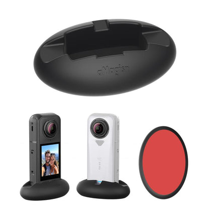 For Insta360 X4 Air/X3 aMagisn Silicone Mount Holder Base Car Dashboard & Desk Stand, Without Double-sided Tape, With Double-sided Tape