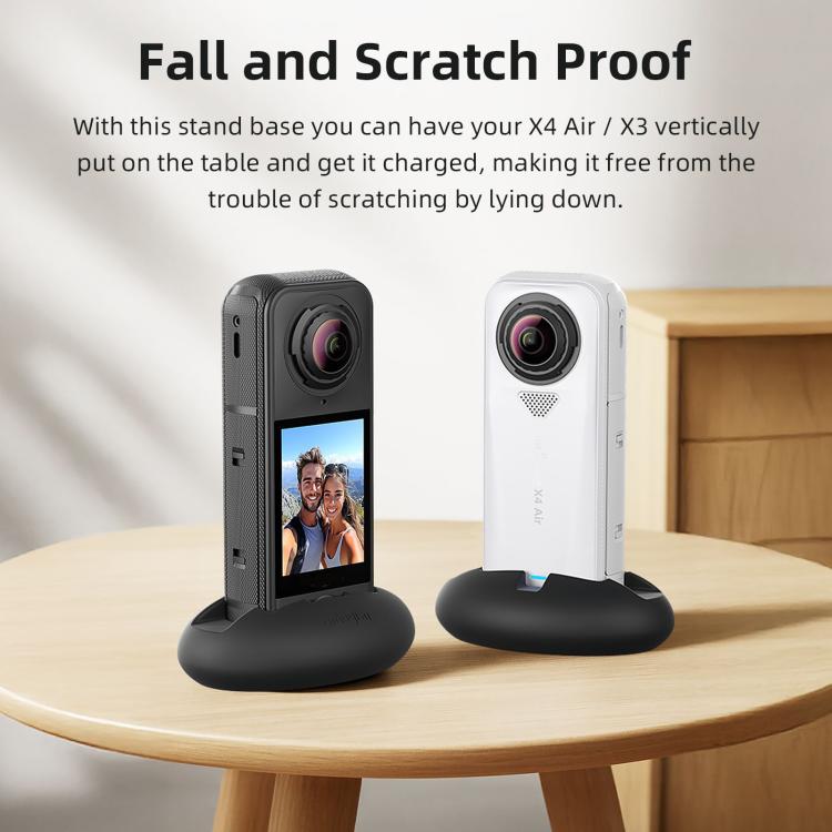 For Insta360 X4 Air/X3 aMagisn Silicone Mount Holder Base Car Dashboard & Desk Stand, Without Double-sided Tape, With Double-sided Tape