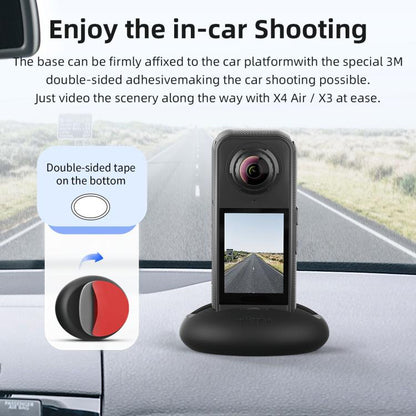 For Insta360 X4 Air/X3 aMagisn Silicone Mount Holder Base Car Dashboard & Desk Stand, Without Double-sided Tape, With Double-sided Tape