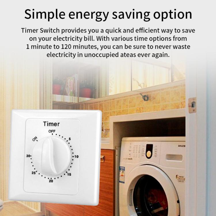 15A Countdown Timer Switch Socket With Power Indicator & Normally Open Function, 15min, 30min, 60min, 120min