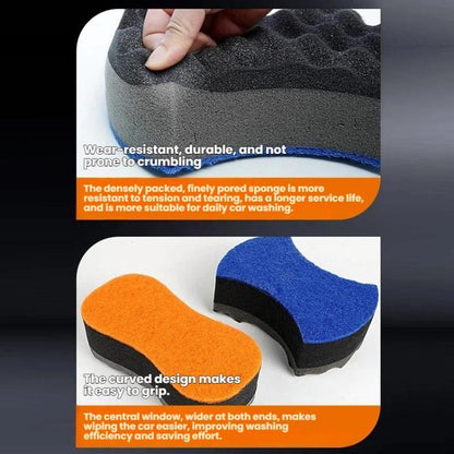 Three-layer High-density Sponge Wave Car Wash Cleaning Products, Random Color Delivery, Waist-shaped, Figure-eight Shaped