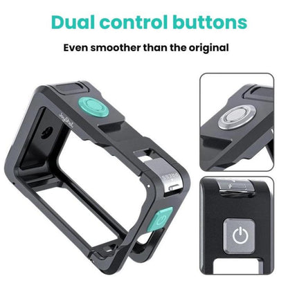 For DJI Osmo Action 6 Joyshot Dual-Open Metal Cage Aluminum Protective Frame with 1/4-inch Screw Holes & Cold Shoe Mount, Dual-Open Cage