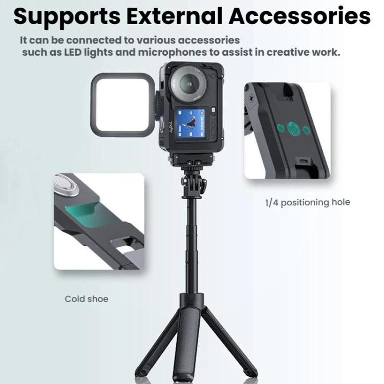 For DJI Osmo Action 6 Joyshot Dual-Open Metal Cage Aluminum Protective Frame with 1/4-inch Screw Holes & Cold Shoe Mount, Dual-Open Cage