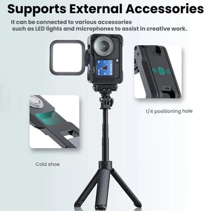 For DJI Osmo Action 6 Joyshot Dual-Open Metal Cage Aluminum Protective Frame with 1/4-inch Screw Holes & Cold Shoe Mount, Dual-Open Cage