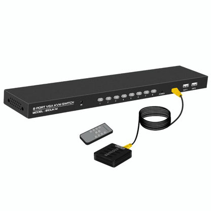 8 Input 1 Output VGA KVM Converter Multiple Computer Hosts Sharing Monitor Switcher With IR Remote Controller, FJGEAR 810UK-M