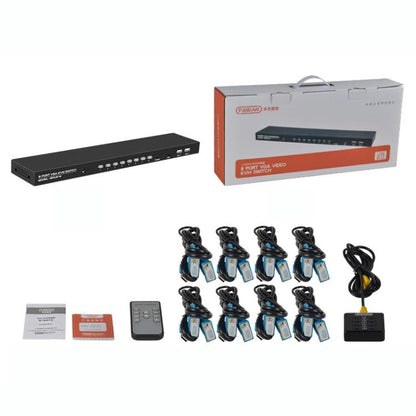 8 Input 1 Output VGA KVM Converter Multiple Computer Hosts Sharing Monitor Switcher With IR Remote Controller, FJGEAR 810UK-M