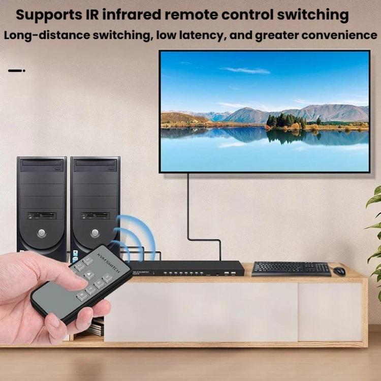 8 Input 1 Output VGA KVM Converter Multiple Computer Hosts Sharing Monitor Switcher With IR Remote Controller, FJGEAR 810UK-M
