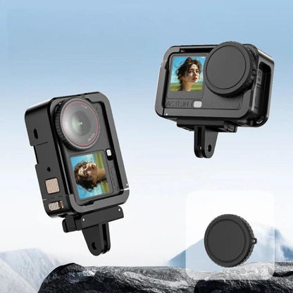 For DJI Osmo Action 6 Aluminum Alloy Cage Expandable Protective Frame with Silicone Lens Cap, Alloy Cage