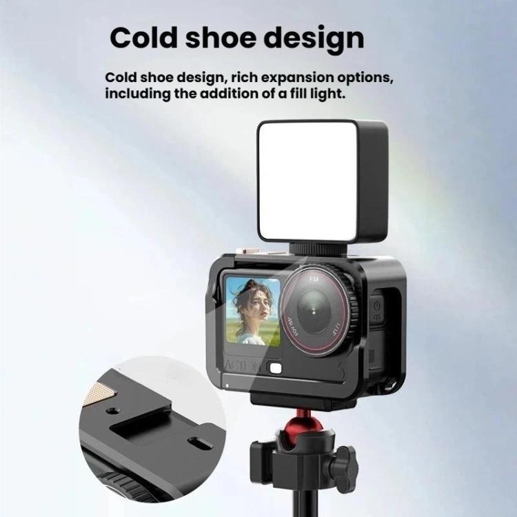 For DJI Osmo Action 6 Aluminum Alloy Cage Expandable Protective Frame with Silicone Lens Cap, Alloy Cage