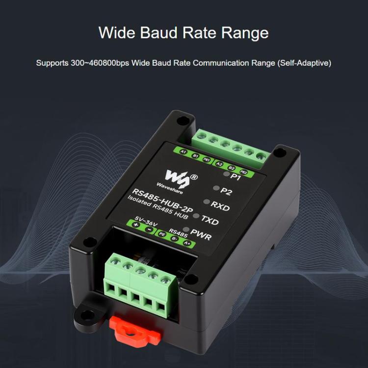 Industrial Isolated 2CH Hub Rail Wide Baud Rate Repeater, 32157