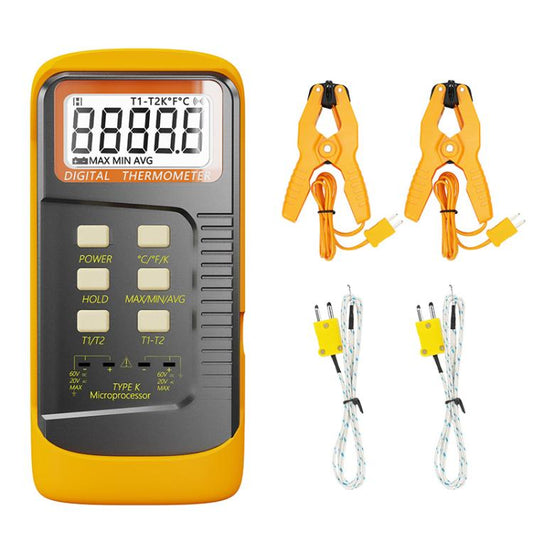 Dual-channel Temperature Clamp Contact Industrial Thermometer