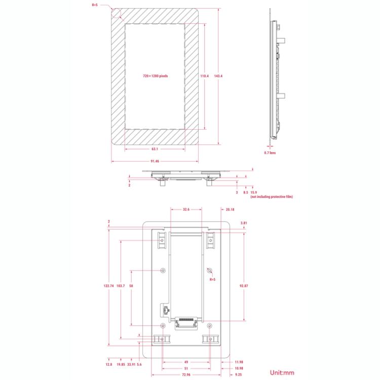 For Raspberry Pi WAVESHARE 5 inch Capacitive 5-point Touch IPS Display 2, 32383