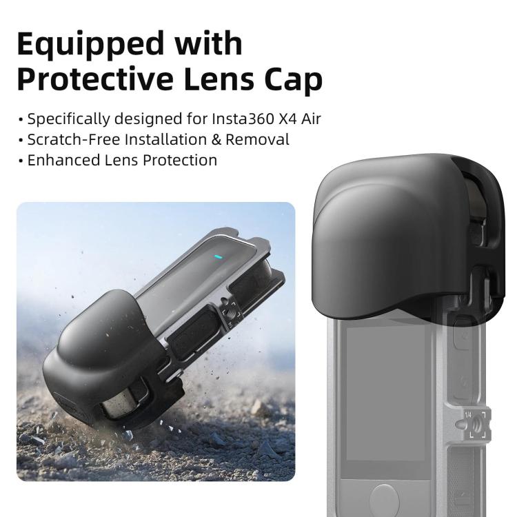 For Insta360 X4 Air aMagisn Quick-Release Metal Cage Wind Noise Reduction Expandable Frame with Lens Cap, Metal Cage