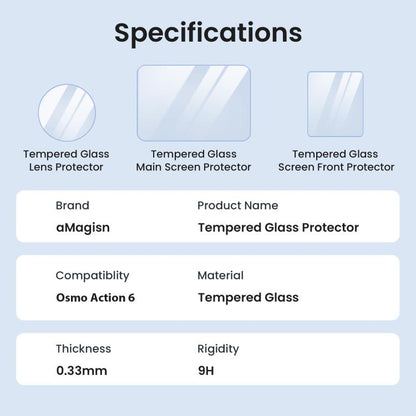 For DJI Osmo Action 6 aMagisn 9H Hardness Tempered Glass Screen Protector, 1 Pack, 2 Packs
