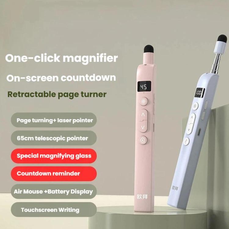 OUBAI T10S Presentation Pointer With Magnifier & Air Mouse, Red Laser, Screen Writing, Timer, Plug & Play