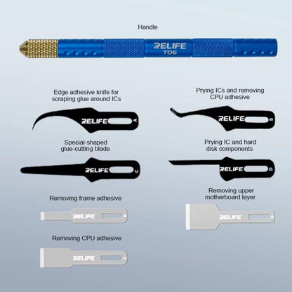 Multi-functional Mobile Phone Repair Blade Set Pry IC Chip CPU Layers Scrape Edge Rubber Degumming Tool, TK5