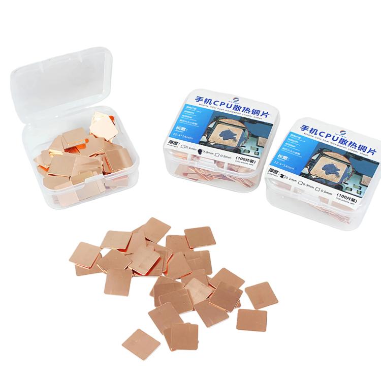 100pcs Red Copper Thermal Cooling Pads For Android Phone CPU High Conductivity Copper Sheets, 0.1mm, 0.3mm, 0.5mm