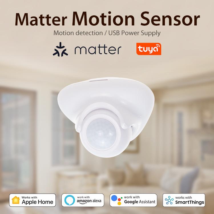 Matter Thread USB-C Power PIR Motion Sensor Smart Home System Compatible With Tuya App Remote Control, PIR Motion Sensor