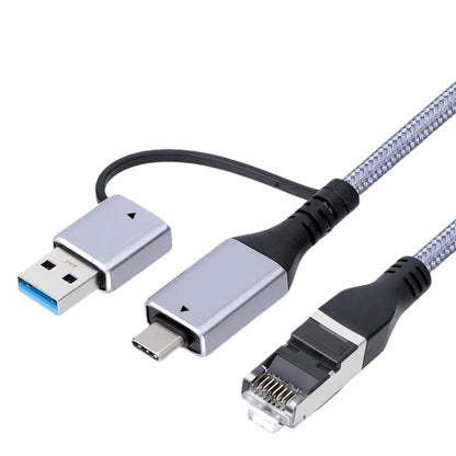 USB-C/USB 3.0 To RJ45 Gigabit Ethernet Cable LAN Converter, 2-in-1 Ethernet Cable