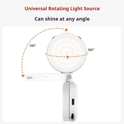 VRIG Magnetic Extendable Phone Fill Light With Mirror Foldable 2-In-1 Selfie Light Converts To Stand, 3 Color Temperatures