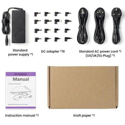 90W 19.5V 4.62A Universal Multi-Functional Laptop Power Adapter With 16 Connectors, EU Plug, UK Plug