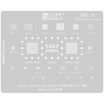 AMAOE For Samsung BGA Reballing Stencil Soldering Repair Tool, SAM15 S21/S21 Ultra, SAM16 A53/A536, SAM17 S22/S22 Ultra, SAM18 A14/A54, SAM19 S23/S24, SAM20 A156U/A156E, SAM21 S25/S25+