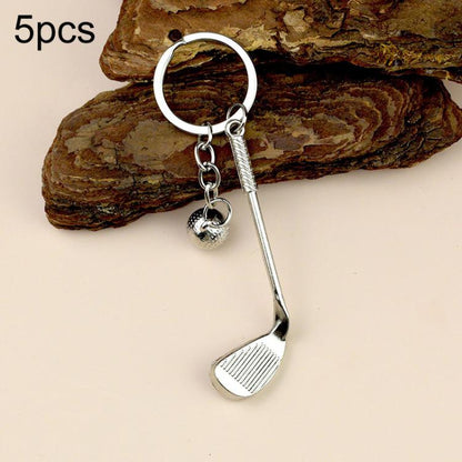 5pcs Creative Golf Ball Keychain Unisex Metal Key Ring Gift Souvenir, A-073
