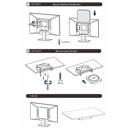 For Mac Mini M1 / M2 Under-Desk Monitor Rear Mounting Bracket, For Mac Mini M1 / M2