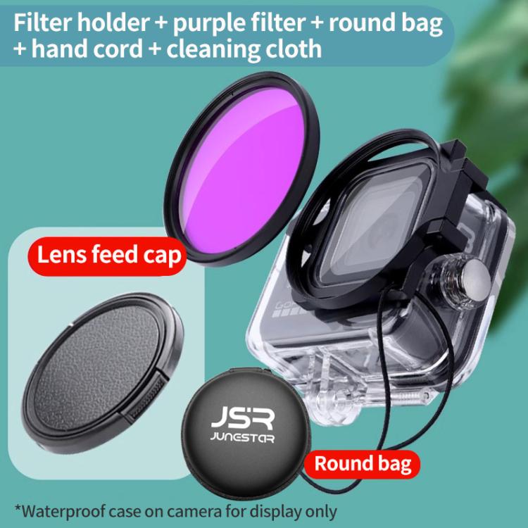 For GoPro HERO13/12/11/10/9/8 Black Action Camera, JSR Filter Adapter Ring+Lens Cover, JSR Red Diving Filter With Adapter Ring, JSR Purple Diving Filter With Adapter Ring, JSR Yellow Diving Filter With Adapter Ring, JSR 16X Macro Filter With Adapter Ri...