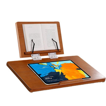 2-Tier Bamboo Reading Stand Tablet Holder, 6-Level Height Adjustable Book Rest & Laptop Riser, 50x36cm Brown, 65x36cm Brown, 50x36cm Light, 65x36cm Light