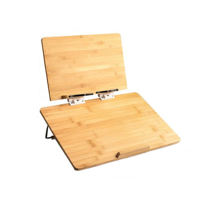 2-Tier Bamboo Reading Stand Tablet Holder, 6-Level Height Adjustable Book Rest & Laptop Riser, 50x36cm Brown, 65x36cm Brown, 50x36cm Light, 65x36cm Light