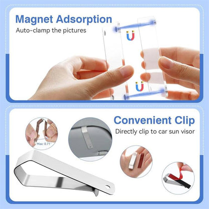 2pcs Acrylic Car Sun Visor Photo Clip Holder Magnetic Polaroid Clip