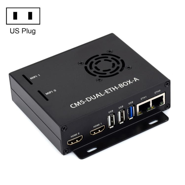 For Raspberry Pi CM5 WAVESHARE Gigabit / 2.5G Dual Network Port Expansion Board Support Access To RJ45 And Dual 4K Outputs, US Plug, EU Plug, UK Plug