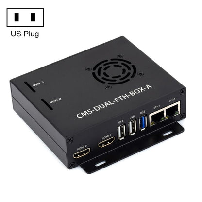 For Raspberry Pi CM5 WAVESHARE Gigabit / 2.5G Dual Network Port Expansion Board Support Access To RJ45 And Dual 4K Outputs, US Plug, EU Plug, UK Plug