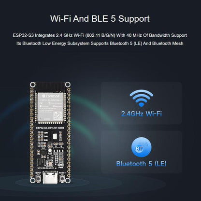 Microcontroller 2.4GHz Wi-Fi Development Board, 240MHz Dual Core Processor, WAVESHARE ESP32-S3-DEV-KIT-N8R8, WAVESHARE ESP32-S3-DEV-KIT-N8R8-M With Pre-soldered Headers, WAVESHARE ESP32-S3-DEV-KIT-N16R8