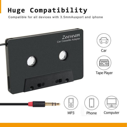 Zeesean 3.5mm Stereo Plug Car Cassette Converter, BT004