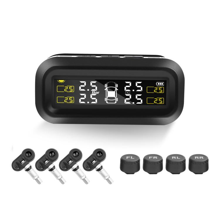Solar-Powered Wireless Car Tire Pressure Monitor, External, Internal