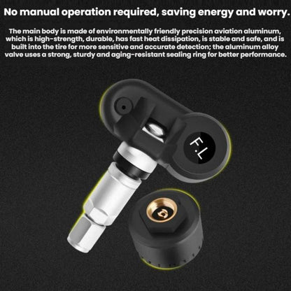 Solar-Powered Wireless Car Tire Pressure Monitor, External, Internal